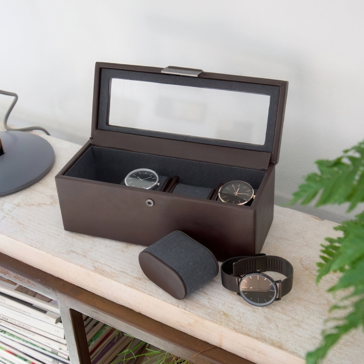 Låda för klockor med glaslock,  Avlång, STACKERS WATCH BOX, 24,5 x 10