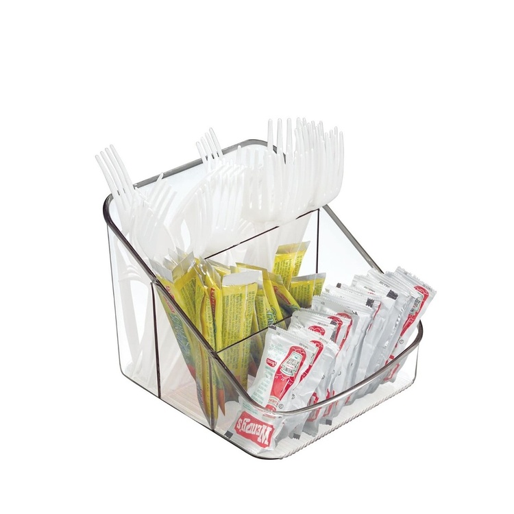 Låda för kryddpåsar, 3 fack, LINUS PACKET ORGANIZER, 15,5 x 16 x H 13 cm, Transparent