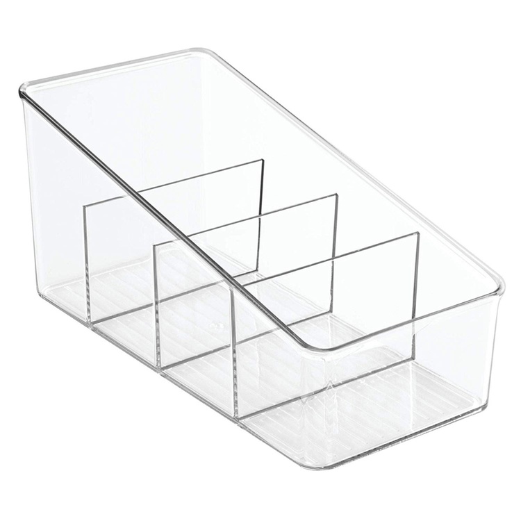 Låda för kryddpåsar, 4 fack, PACKET ORGANIZER, 13 x 27 x H 13 cm, Transparent