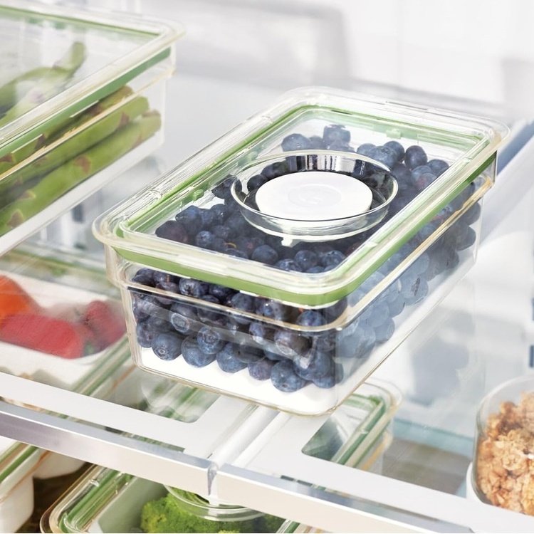 Låda för kylen, 0,9L, ID FRESH MEDIUM PRODUCE BIN, 13 x 20,5 x H 8 cm, Klar / Grön