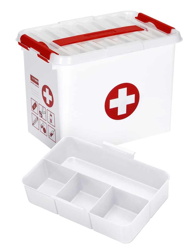 Låda för Medicin, Med handtag, 9 Liter, FIRST AID MEDIUM, 30 x 20 x H2