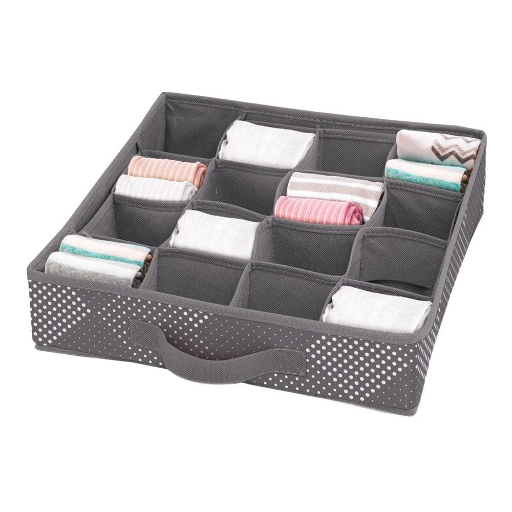 Låda för sortering 16 fack, PIXEL DRAWER ORGANISER, 32 x 32 x H 8 cm, Grå