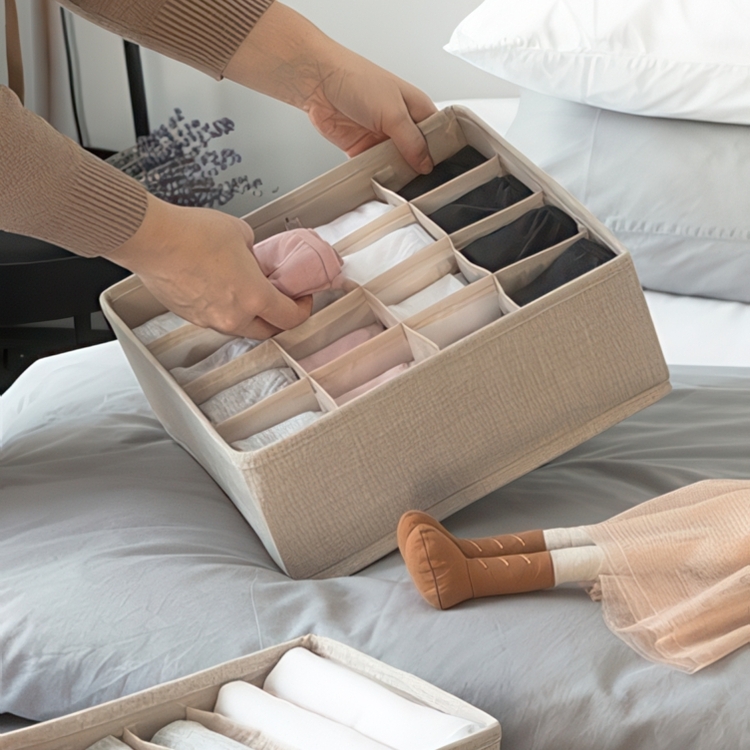 Låda för sortering, 16 fack, BIGSO SOFT DRAWER SQUARE ORGANIZER, 29 x 29 x H 11 cm