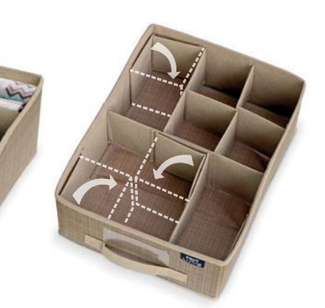 Låda för sortering, Justerbara fack, VITA ECO DRAWER ORGANISER, 35 x 26,5 x H 12 cm, Brun