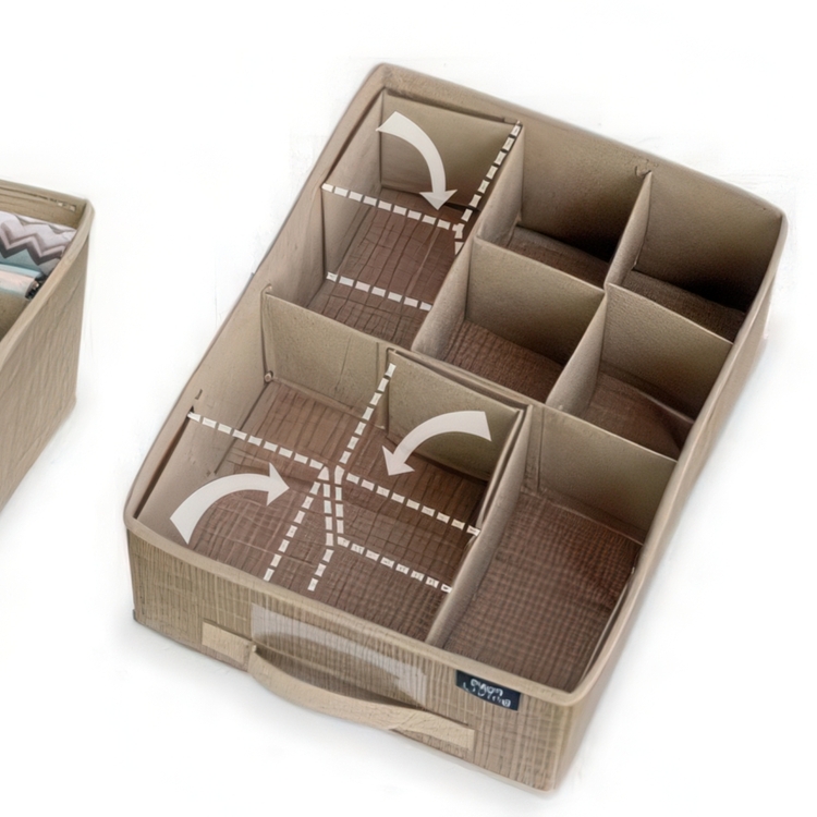 Låda för sortering, Justerbara fack, VITA ECO DRAWER ORGANISER, 35 x 26,5 x H 12 cm, Brun