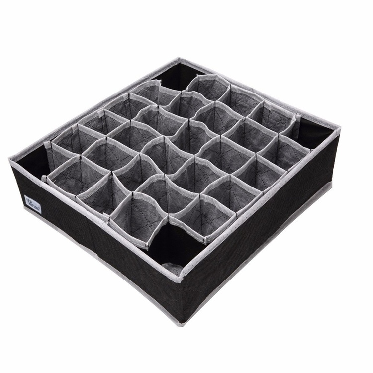 Låda för sortering, tyg, 30 Fack, OLA DRAWER ORGANISER, 34 x 32 x H10cm, Mörkgrå