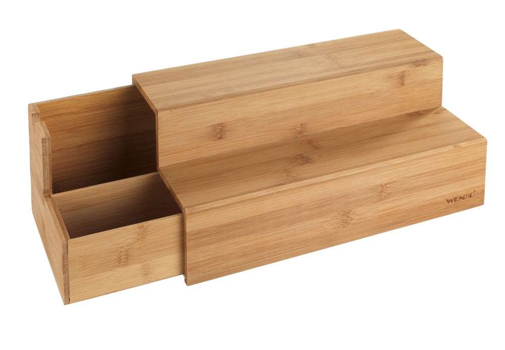 Låda för tepåsar, BAMBU TRAPPA, 33 x 15 x H 17,5 cm, Brun