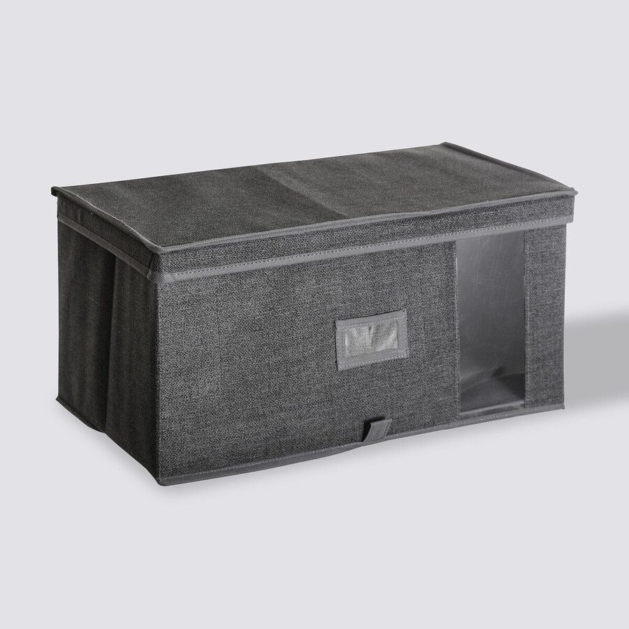 Låda i tyg med lock, ORSO STORAGE BOX XL, 50 x 30 x H 25 cm, Mörkgrå