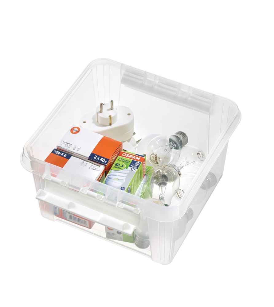 Låda Kvadratisk, SMARTSTORE 7L HOME, 28 x 28 x H 17 cm, Klar / Vit
