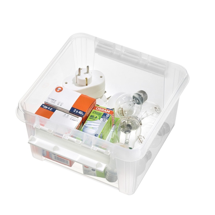 Låda Kvadratisk, SMARTSTORE 7L HOME, 28 x 28 x H 17 cm, Klar / Vit