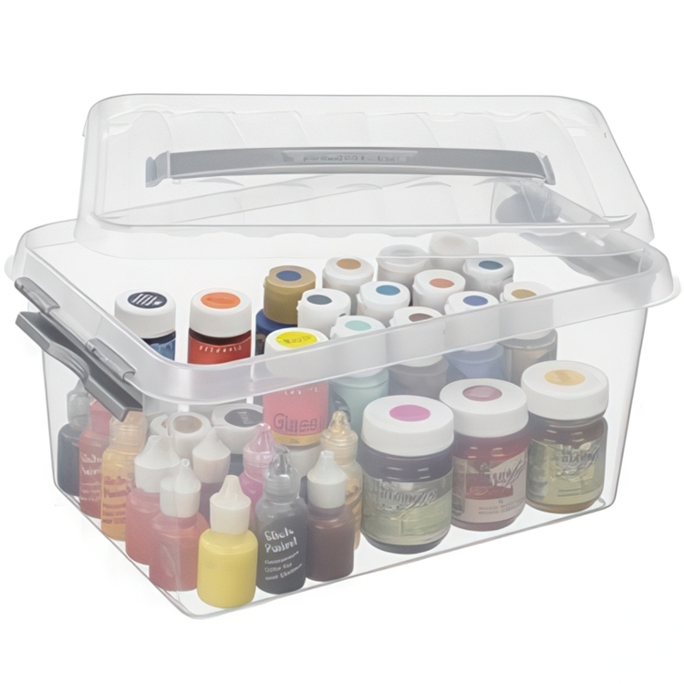 Låda med handtag, 6 Liter, Q-LINE BOX, 30,7 x 20 x H 14,3 cm, Klar / Silvergrå