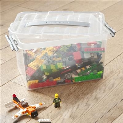 Låda med handtag, 6 Liter, Q-LINE BOX, 30,7 x 20 x H 14,3 cm, Klar / Silvergrå