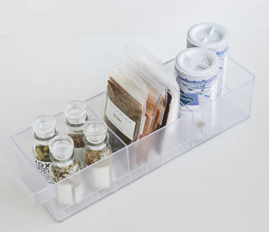 Låda med avdelare, Stapelbar, TOWER MODERN FRIDGE ORGANIZER , Yamazaki, Frostigt Transparent 