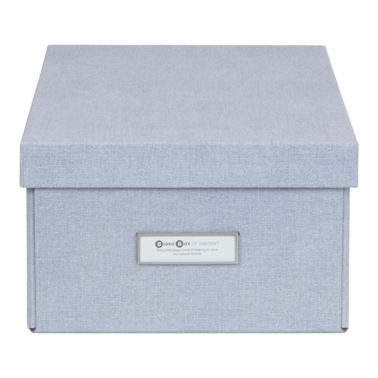 Låda med etiketthållare, BIGSO KATIA CANVAS, 39 x 28,5 x H 16 cm