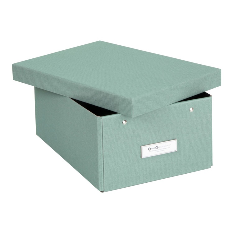 Förvaringslåda med etiketthållare, Karin canvas, Bigso, Grön