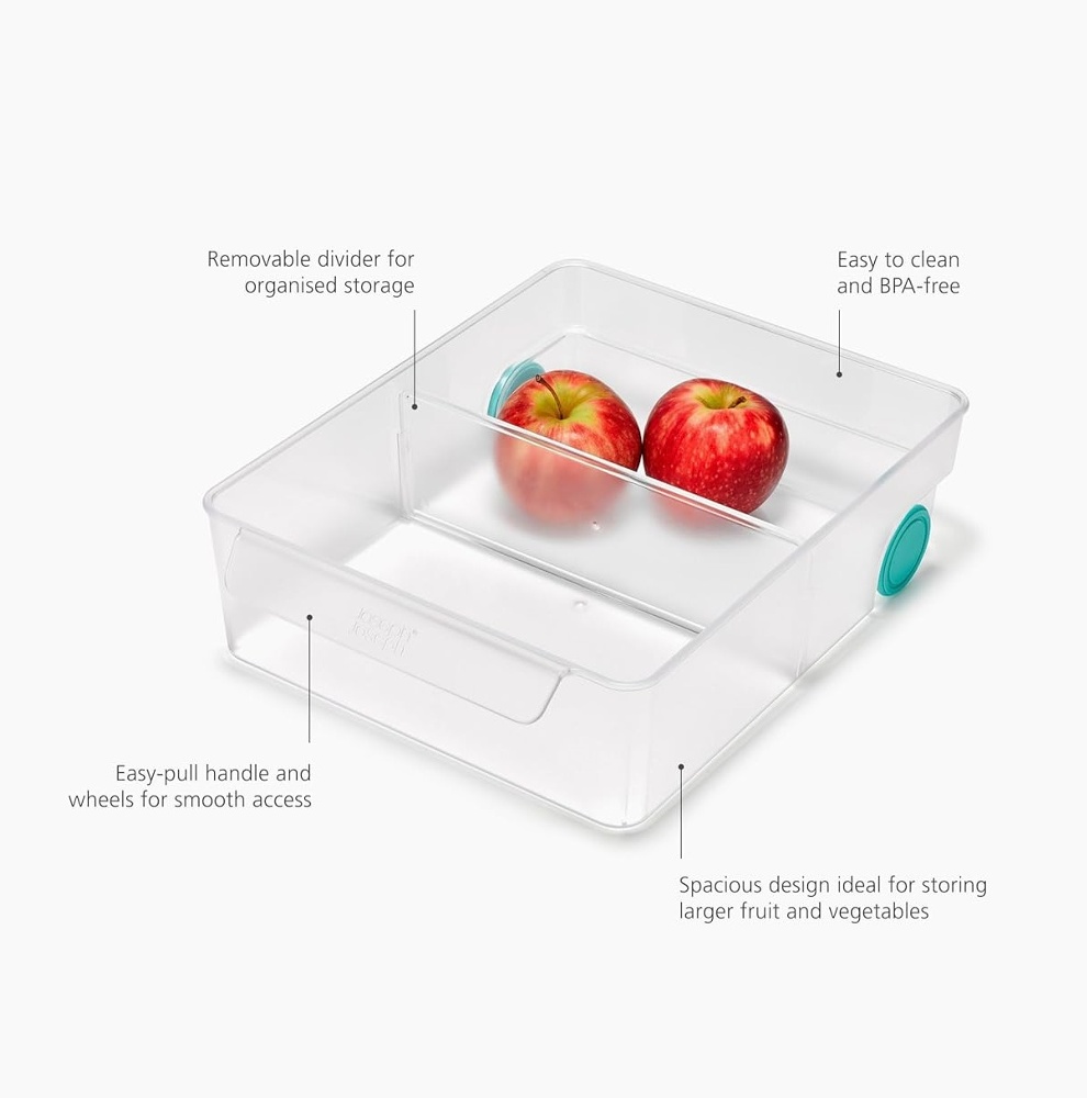Låda med hjul, JOSEPH JOSEPH XL COMPACT STORAGE BIN, 23,5 x 30,8 x H 8,5 cm, Transparent