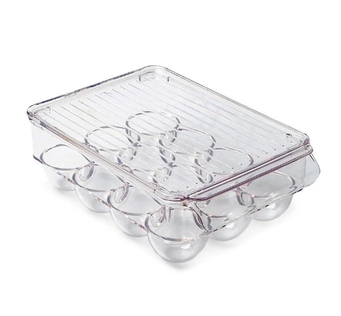Låda med lock för 12 Ägg, PULLZ SMALL EGG BIN , 22 x 16 x H 8 cm, Transparent