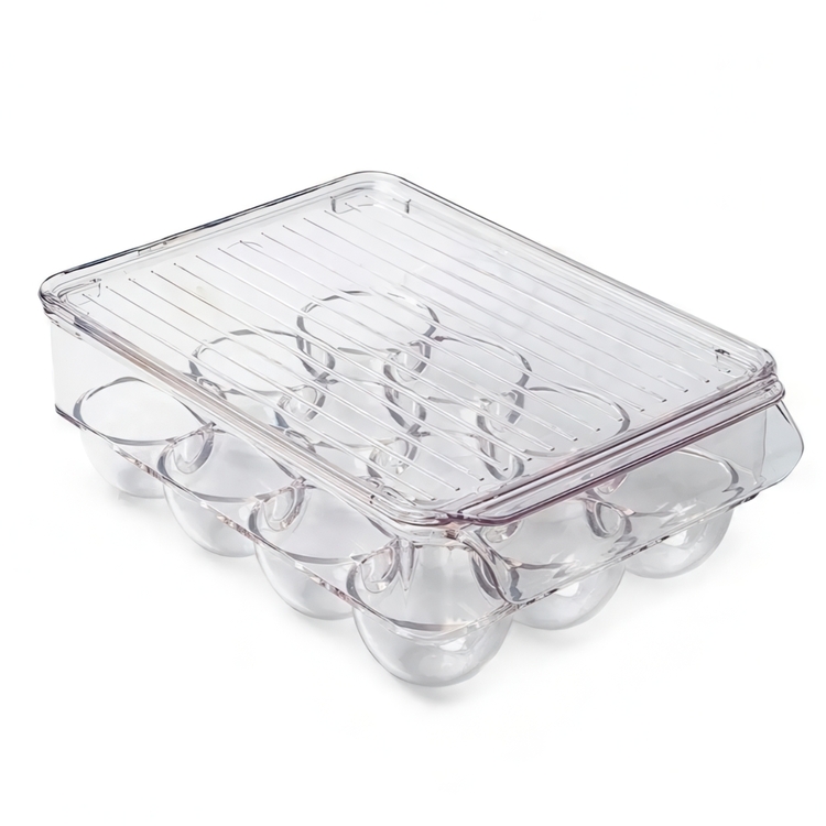 Låda med lock för 12 Ägg, PULLZ SMALL EGG BIN , 22 x 16 x H 8 cm, Transparent