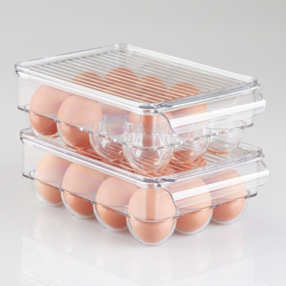 Låda med lock för 12 Ägg, PULLZ SMALL EGG BIN , 22 x 16 x H 8 cm, Transparent