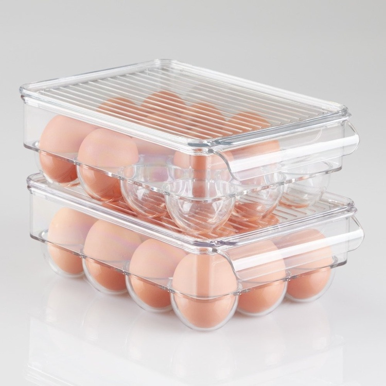Låda med lock för 12 Ägg, PULLZ SMALL EGG BIN , 22 x 16 x H 8 cm, Transparent