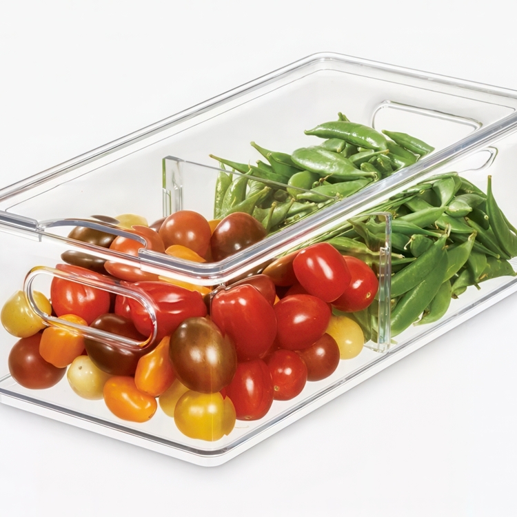 Låda med lock och avdelare, THE HOME EDIT DIVIDED BIN, 15,2 x 30,5 x H 10,8 cm, Transparent