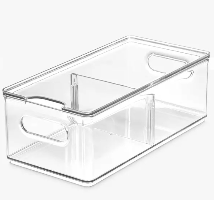 Låda med lock och avdelare, THE HOME EDIT DIVIDED BIN, 15,2 x 30,5 x H 10,8 cm, Transparent