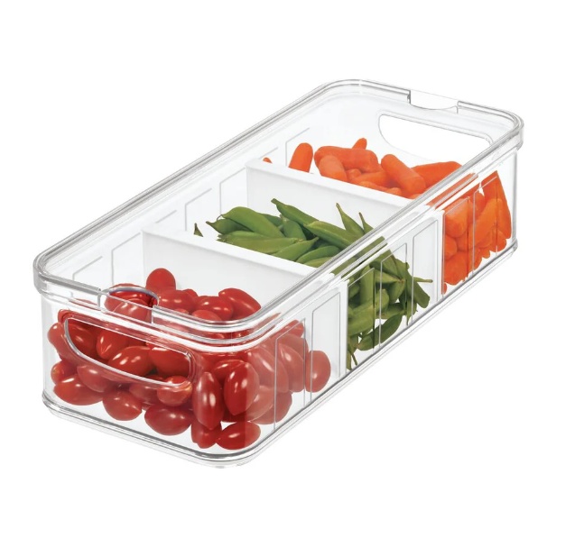 Låda med lock och avdelare, CRISP DIVIDED BIN, 16,5 x 38,1 x H 9,5, Klar