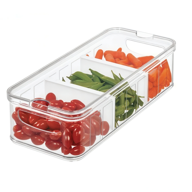 Låda med lock och avdelare, CRISP DIVIDED BIN, 16,5 x 38,1 x H 9,5, Klar
