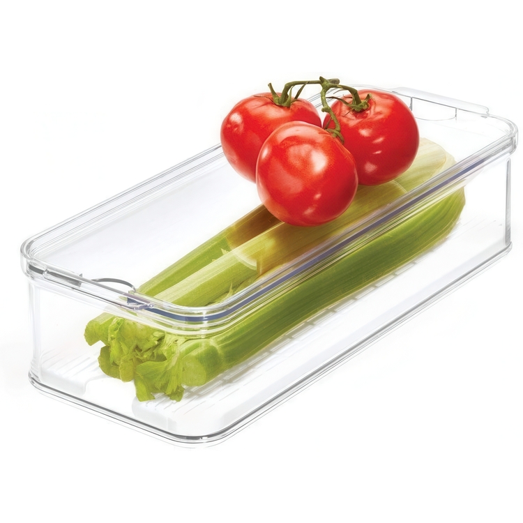 Låda med lock och bricka, CRISP PRODUCE BIN, 16,5 x 40 x H 9,5 cm, Kla