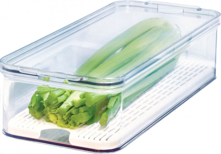 Låda med lock och bricka, CRISP PRODUCE BIN, 16,5 x 40 x H 9,5 cm, Klar
