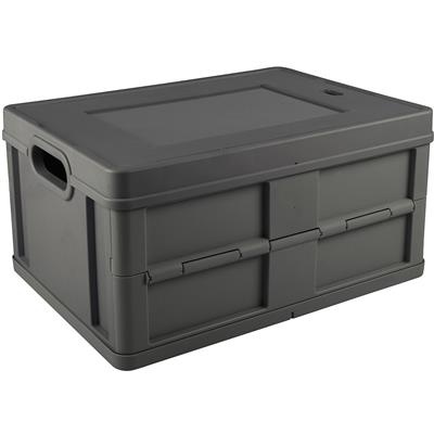 Låda med lock, Hopfällbar, 32 Liter, CLOSED FOLDING BOX, 49 x 36 x 24,5 cm, Mörkgrå
