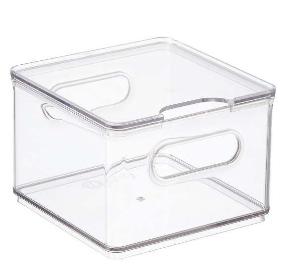 Låda med lock, THE HOME EDIT SMALL FRIDGE BIN, 15,2 x 15,2 x H10,8 cm, Klar