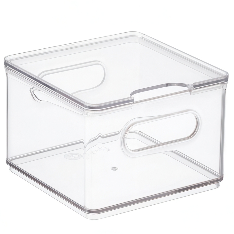 Låda med lock, THE HOME EDIT SMALL FRIDGE BIN, 15,2 x 15,2 x H10,8 cm, Klar