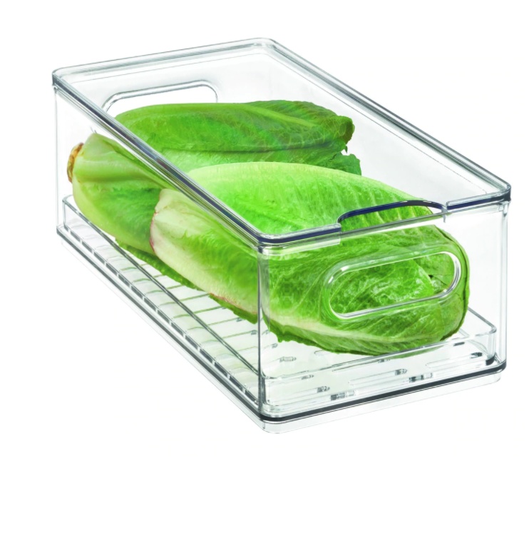 Låda med lock, THE HOME EDIT VEGGIE BIN, 15,2 x 30,5 x H10,8 cm, Transparent