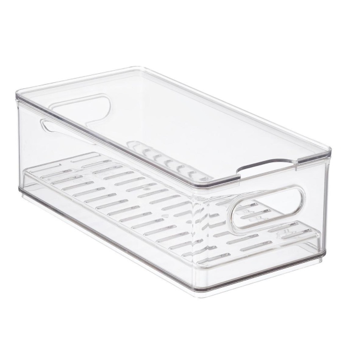Låda med lock, THE HOME EDIT VEGGIE BIN, 15,2 x 30,5 x H10,8 cm, Transparent