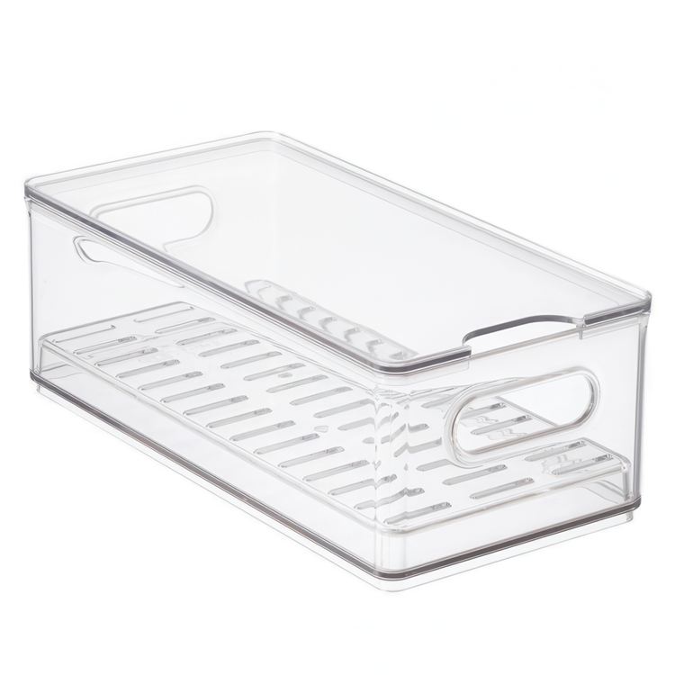 Låda med lock, THE HOME EDIT VEGGIE BIN, 15,2 x 30,5 x H10,8 cm, Transparent