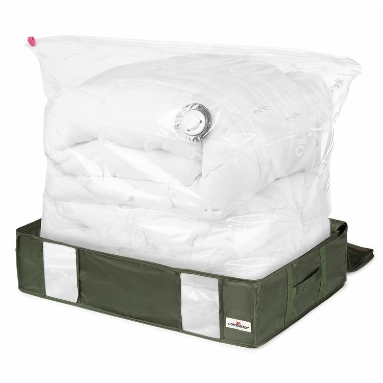 Låda med vakuumpåse, 145 L, ECOLOGICAL GREEN BOX, LARGE, 65 x 45 x H 15,5 cm, Grön