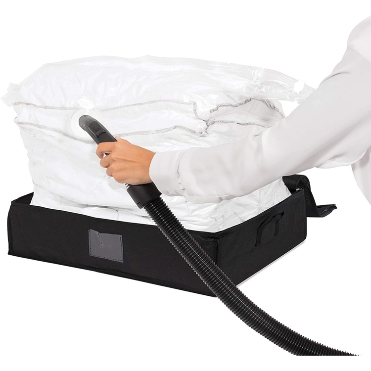 Låda med vakuumpåse, 145L, KAZITA UNDER BED, 65 x 50 x H 15,5 cm, Svart