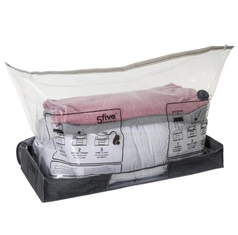 Låda med vakuumpåse, under sängen, AIR STORE UNDER BED, 100 x 45 x H 15 cm, Mörkgrå