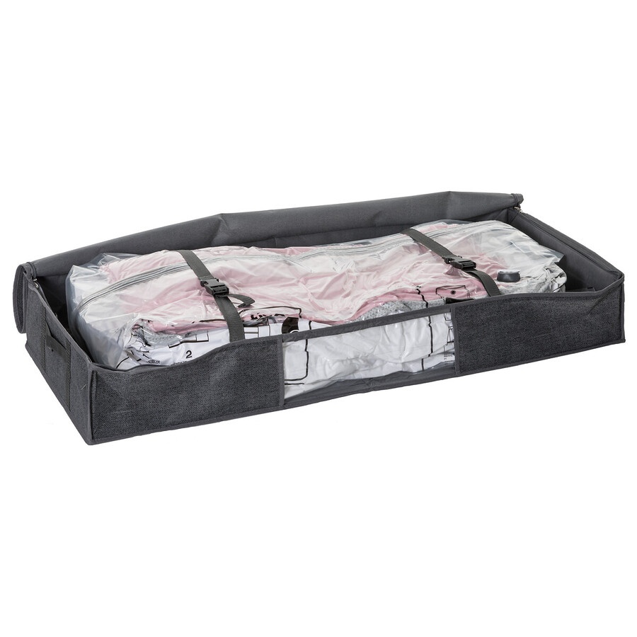 Låda med vakuumpåse, under sängen, AIR STORE UNDER BED, 100 x 45 x H 15 cm, Mörkgrå