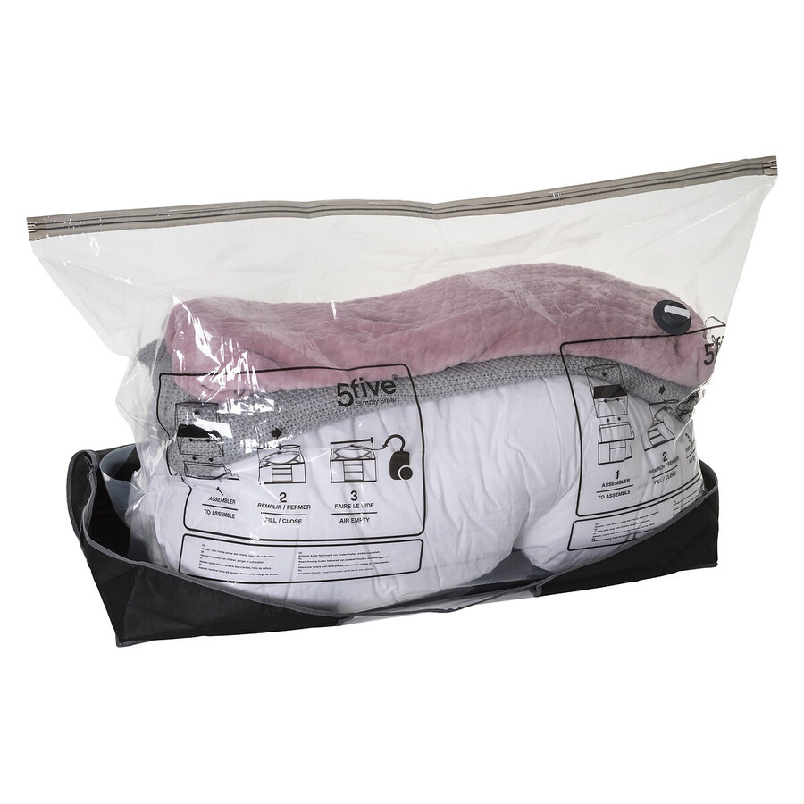 Låda med vakuumpåse, under sängen, NONWOVEN UNDER BED, 100 x 45 x H 15 cm, Svart