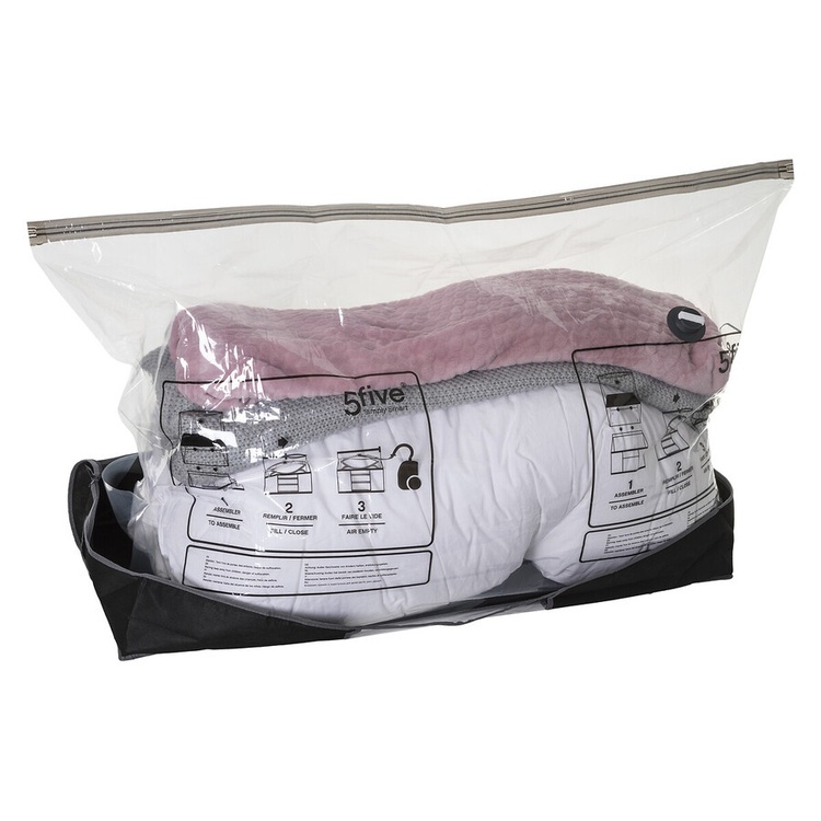 Låda med vakuumpåse, under sängen, NONWOVEN UNDER BED, 100 x 45 x H 15 cm, Svart