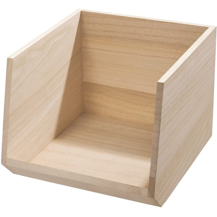 Låda med öppen front, PAULOWNIA ECO WOOD OPEN FRONT, 25,4 x 29,2 x H 21 cm, Natur