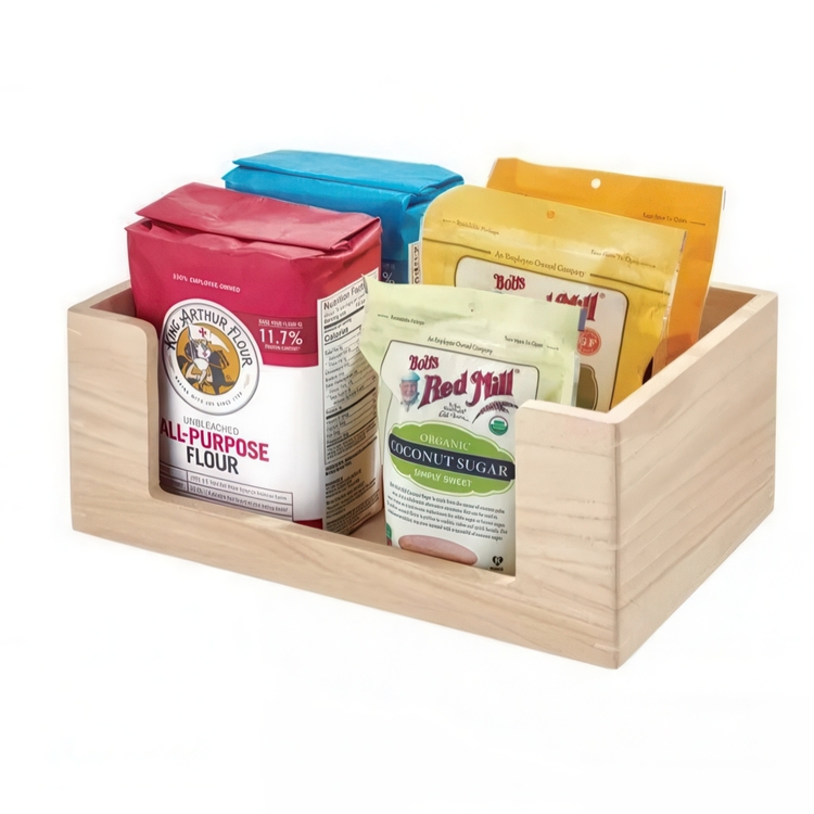 Låda med öppen front, THE HOME EDIT LARGE OPEN FRONT ECO WOOD BIN, 38,1 x 25,4 x H15,2 cm