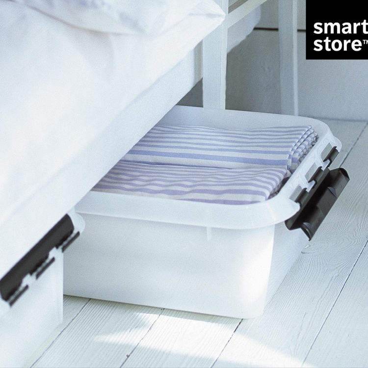 Låda Under Sängen med Hjul, SMARTSTORE 30L, CLASSIC, 72 x 40 x H19 cm, Transparent / Svart