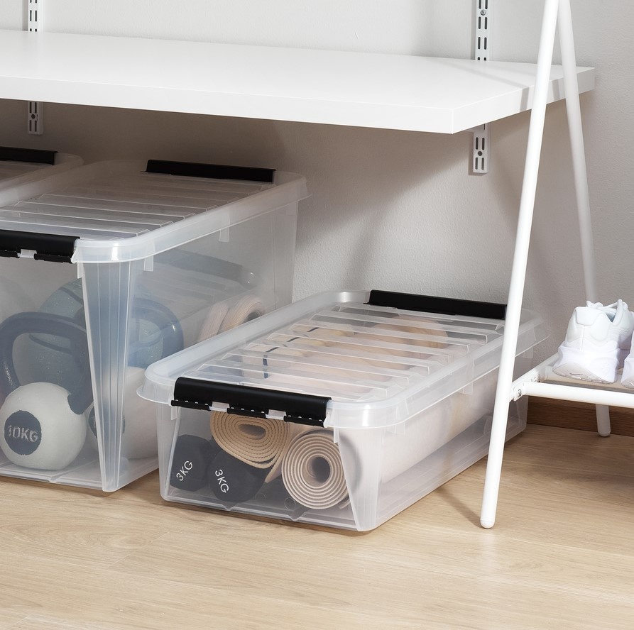 Låda Under Sängen med Hjul, SMARTSTORE 30L, CLASSIC, 72 x 40 x H19 cm, Transparent / Svart