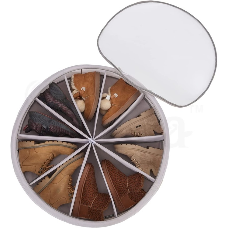 Låda under sängen med stålram, Rund, UNDER BED WHEEL, Ø 74 H 15,5 cm, Grå