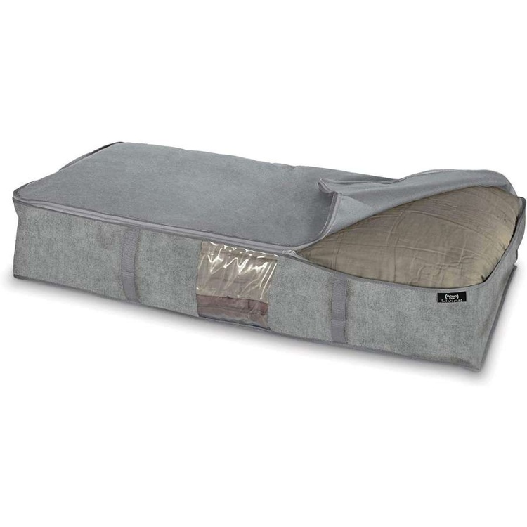 Låda under sängen, mjuk, STONE GREY, 95 x 45 x H 18 cm, Grå