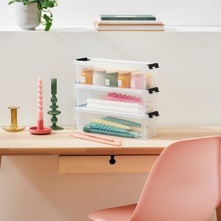 Låda, Långsmal, SMARTSTORE 3,5L, CLASSIC, 38 x 14 x H 11 cm, Transparent / Svart