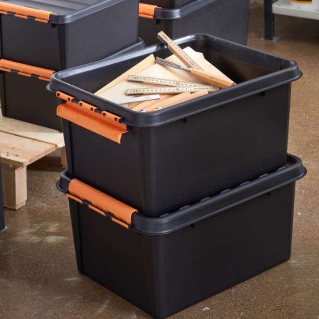 Låda, Extra Tålig, SMARTSTORE 31L PRO, 50 x 39 x 26 cm, Svart / Orange